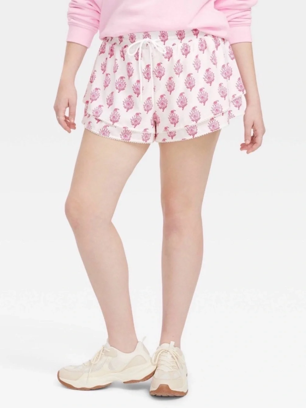 Roller Rabbit x Target Pink Block Print Ruffle Lounge Shorts XS NWT